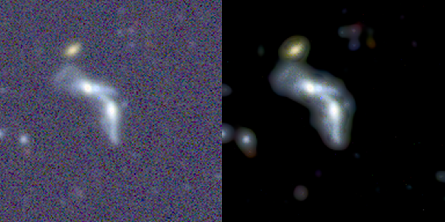 Observed and cleaned views of the bent or clumpy candidate