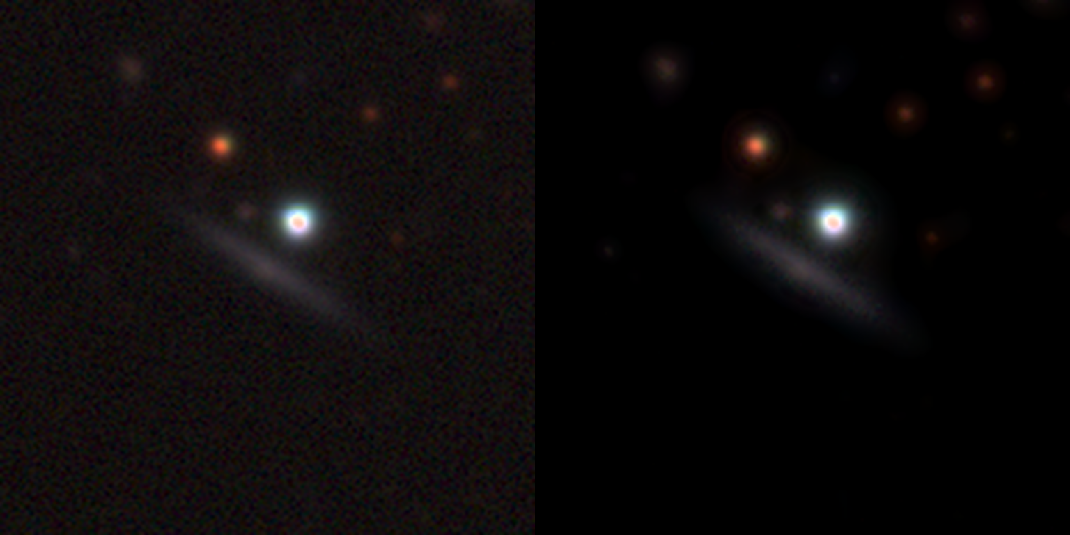 Observed and cleaned views of the thin edge-on disk candidate